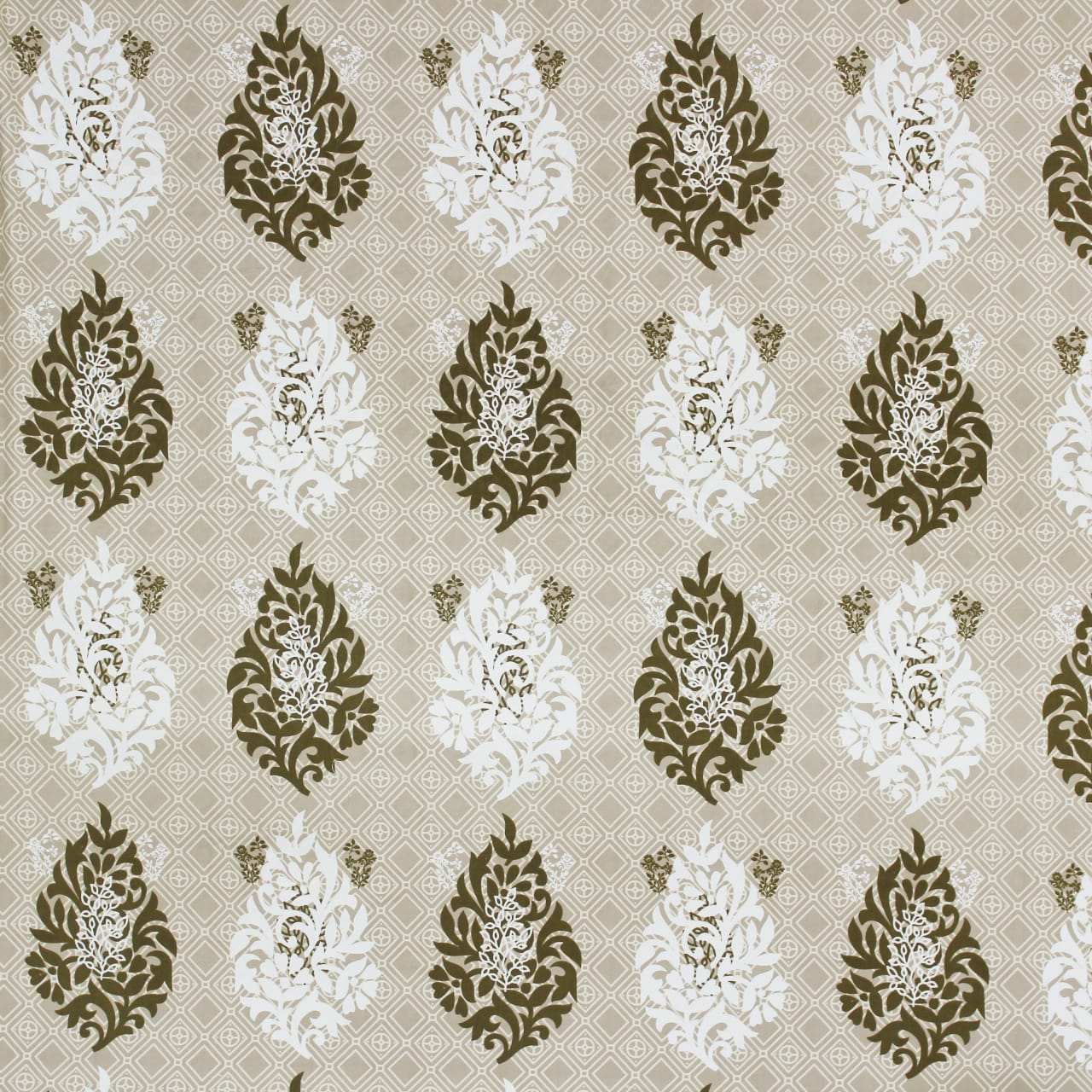 Cotton Floral Print 210 TC King Size Fitted Bedsheet In Khaki  design