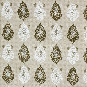 Cotton Floral Print 210 TC King Size Fitted Bedsheet In Khaki  design