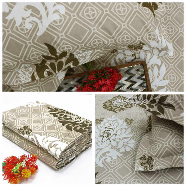 Khaki Festive Collection Floral Dohar Bedsheet Set (4 Pc) online in India