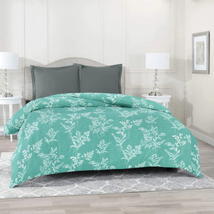 Printed Aqua Floral Duvet Cover/Quilt Cover with Zipper
