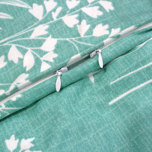 Close-up of Printed Aqua Floral Duvet Cover/Quilt Cover with Zipper