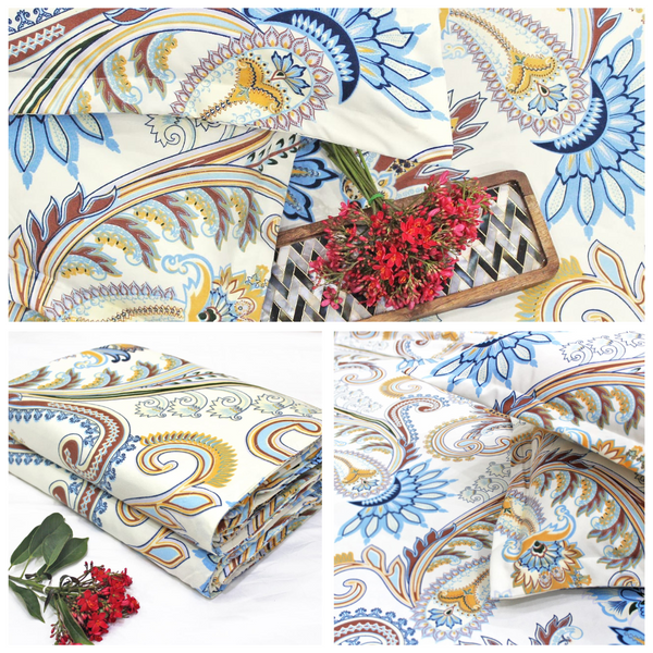 Cream Festive Collection Floral Dohar Bedsheet Set (4 Pc) online in India