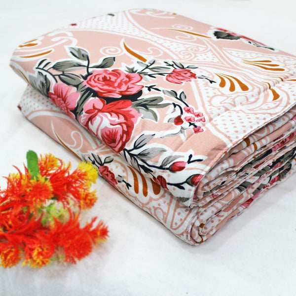 Microfiber Floral Reversible AC Dohar Blanket, Peach