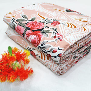 Microfiber Floral Reversible AC Dohar Blanket, Peach