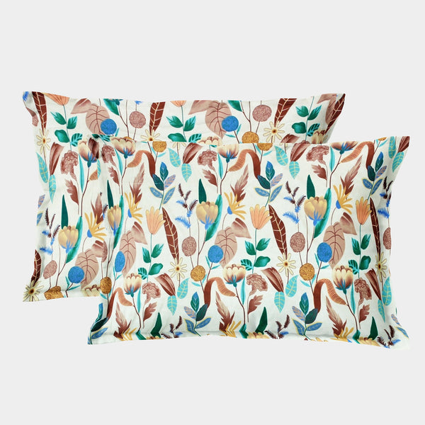 Printed Floral Set of 2 Pcs Pillow Cover - Multicolor