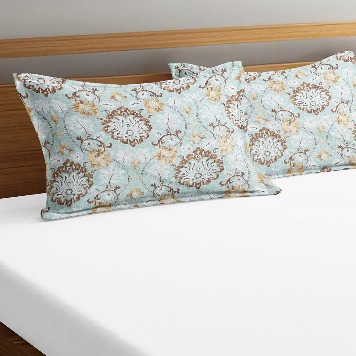 Printed Floral Set of 2 Pcs Pillow Cover - Blue