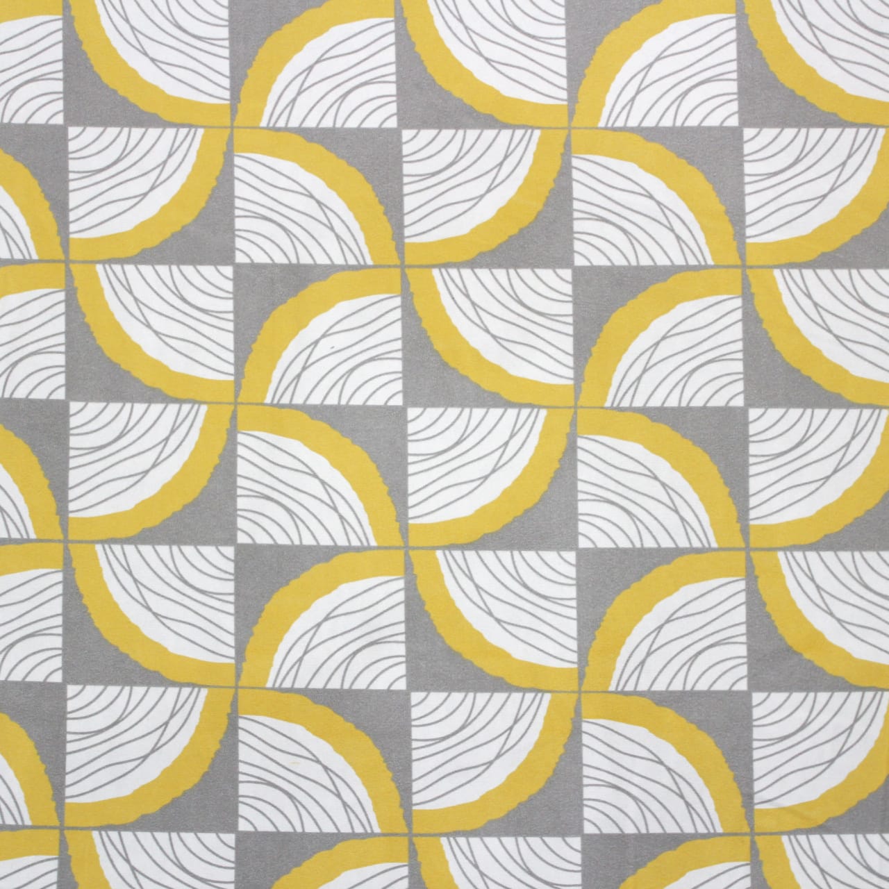 Cotton Geometrical Print 210 TC King Size Fitted Bedsheet In Yellow