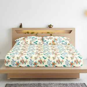 Fitted bedsheet with matching pillow covers Floral