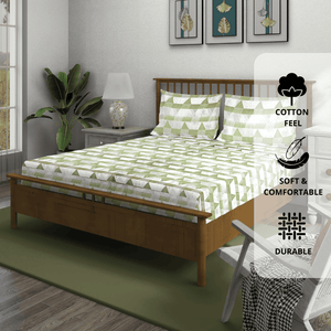 Cotton fitted bedsheet with pillow covers