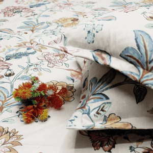 Floral 210 TC cotton fitted bedsheet with pillow covers