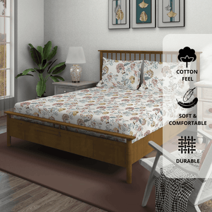 Fitted bedsheet with matching pillow covers Floral