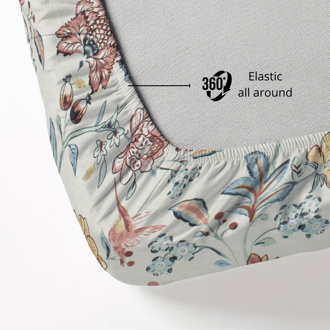Close-up of 360 elastic fitted bedsheet