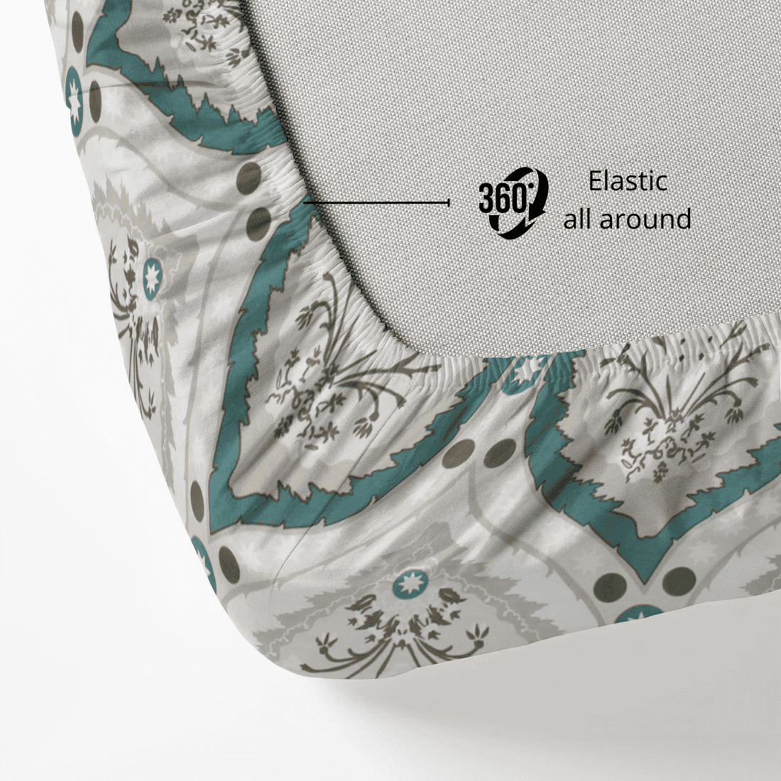 Close-up of 360 elastic fitted bedsheet 