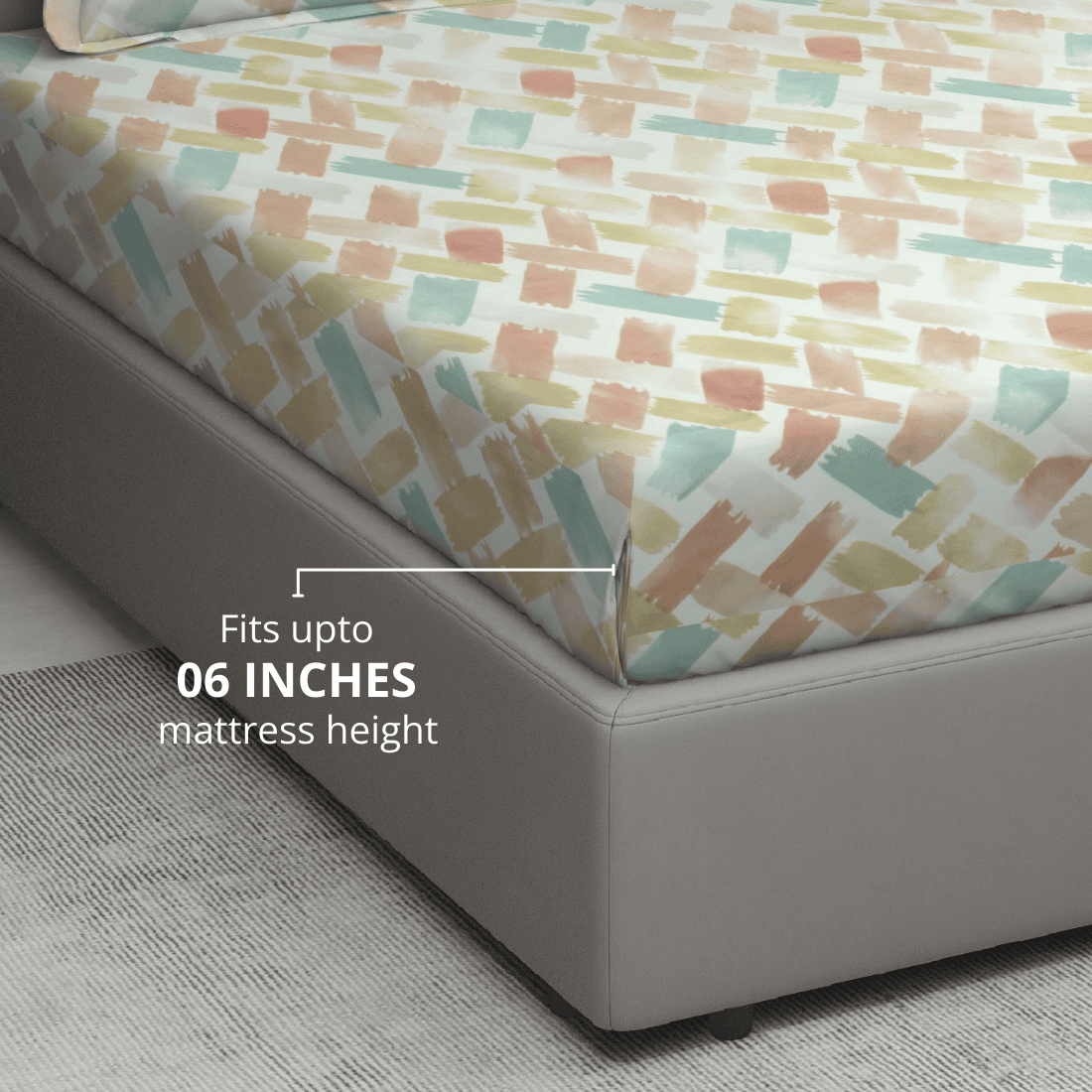 Fitted Bedsheet Fits Upto 06 Inches 