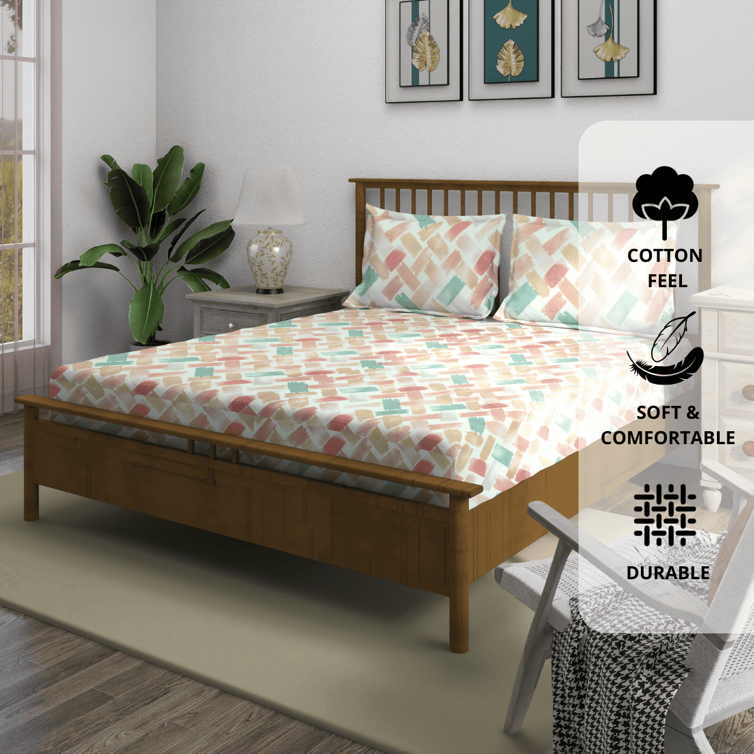 Geometrical fitted bedsheet with Pillow Cover