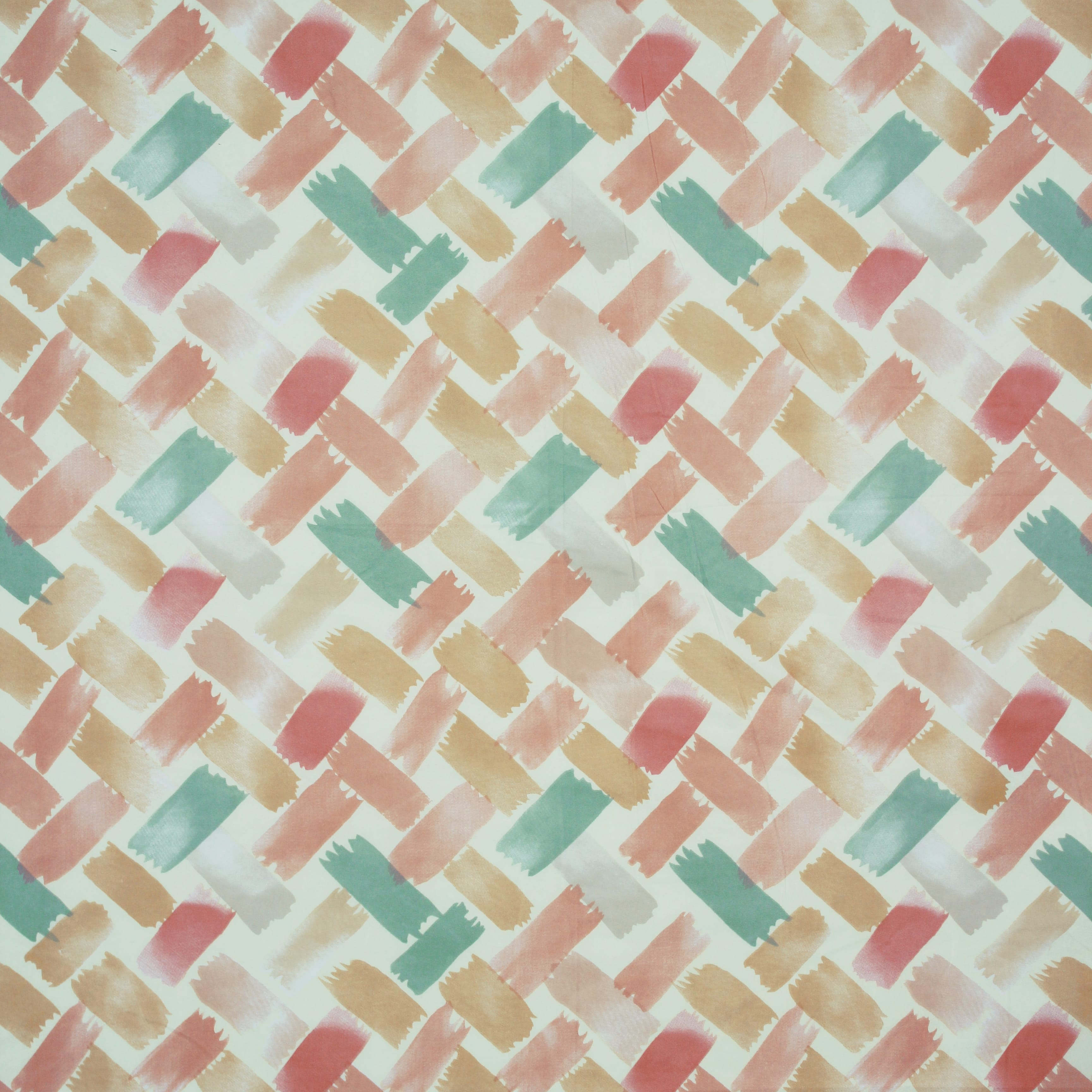 Full fabric view of geometrical 210 TC cotton bedsheet with multicolor