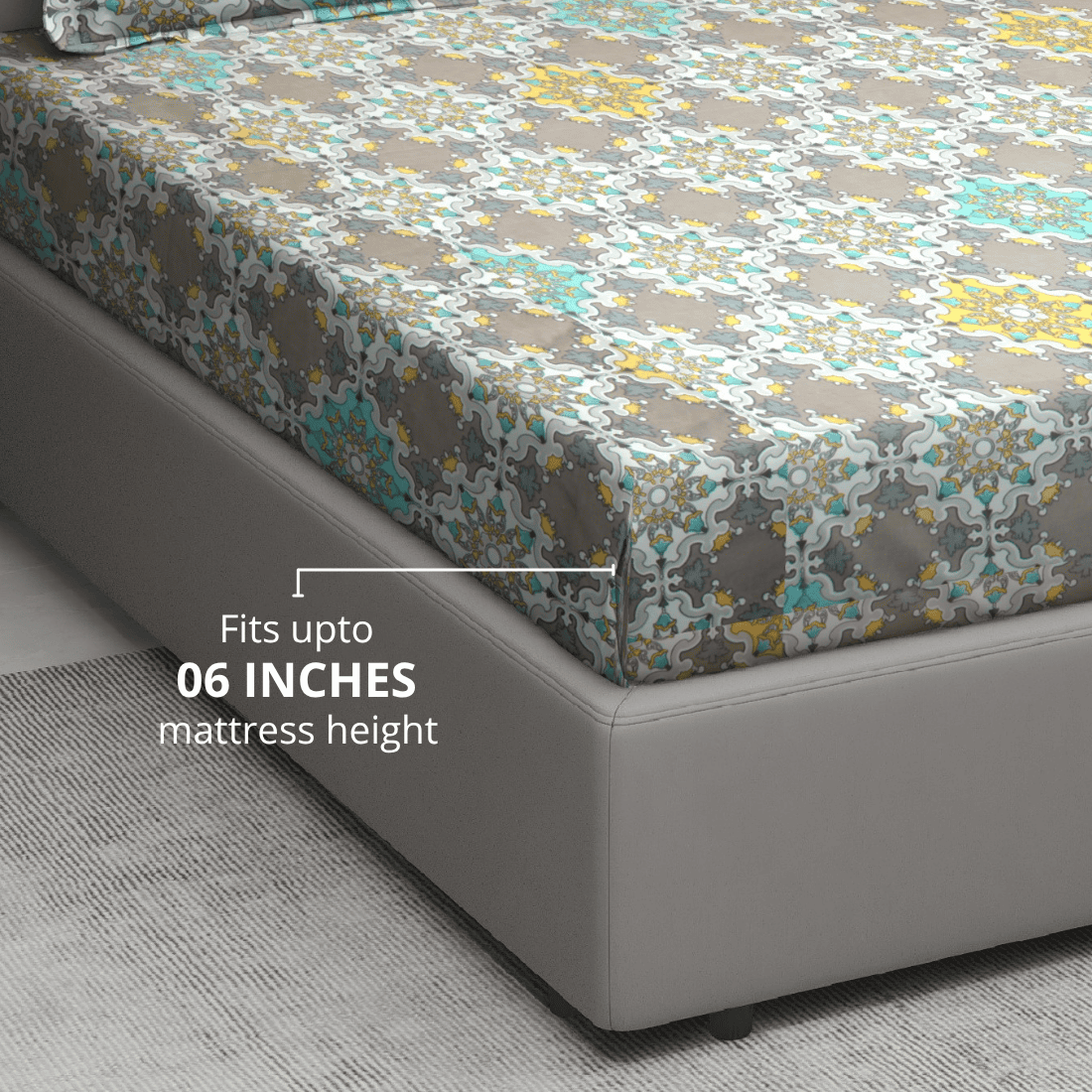 Damask cotton fitted bedsheet