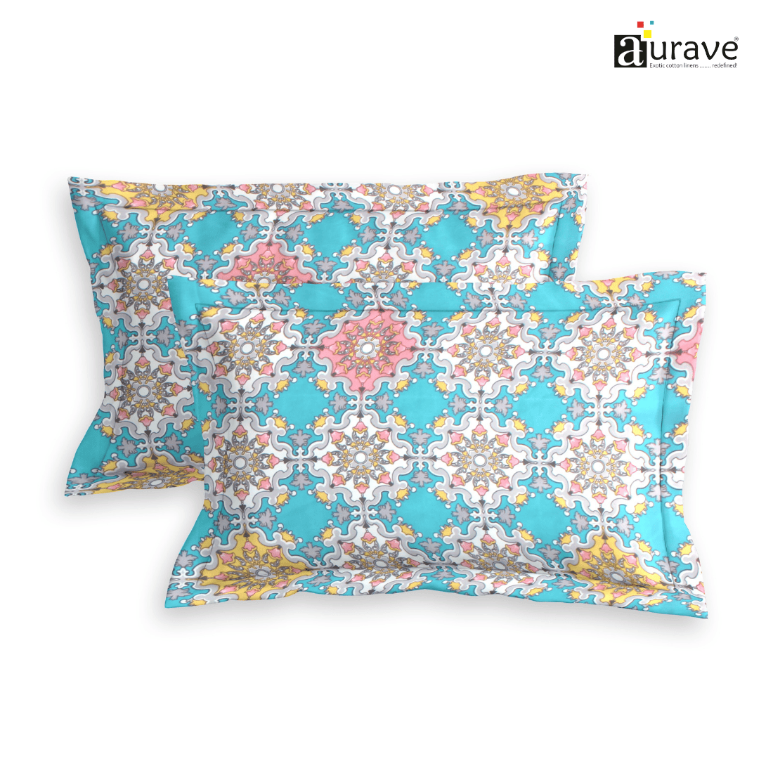 Printed Floral Set of 2 Pcs Pillow Cover - Blue