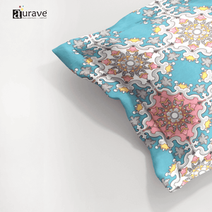 Printed Floral  Pillow Cover - Blue
