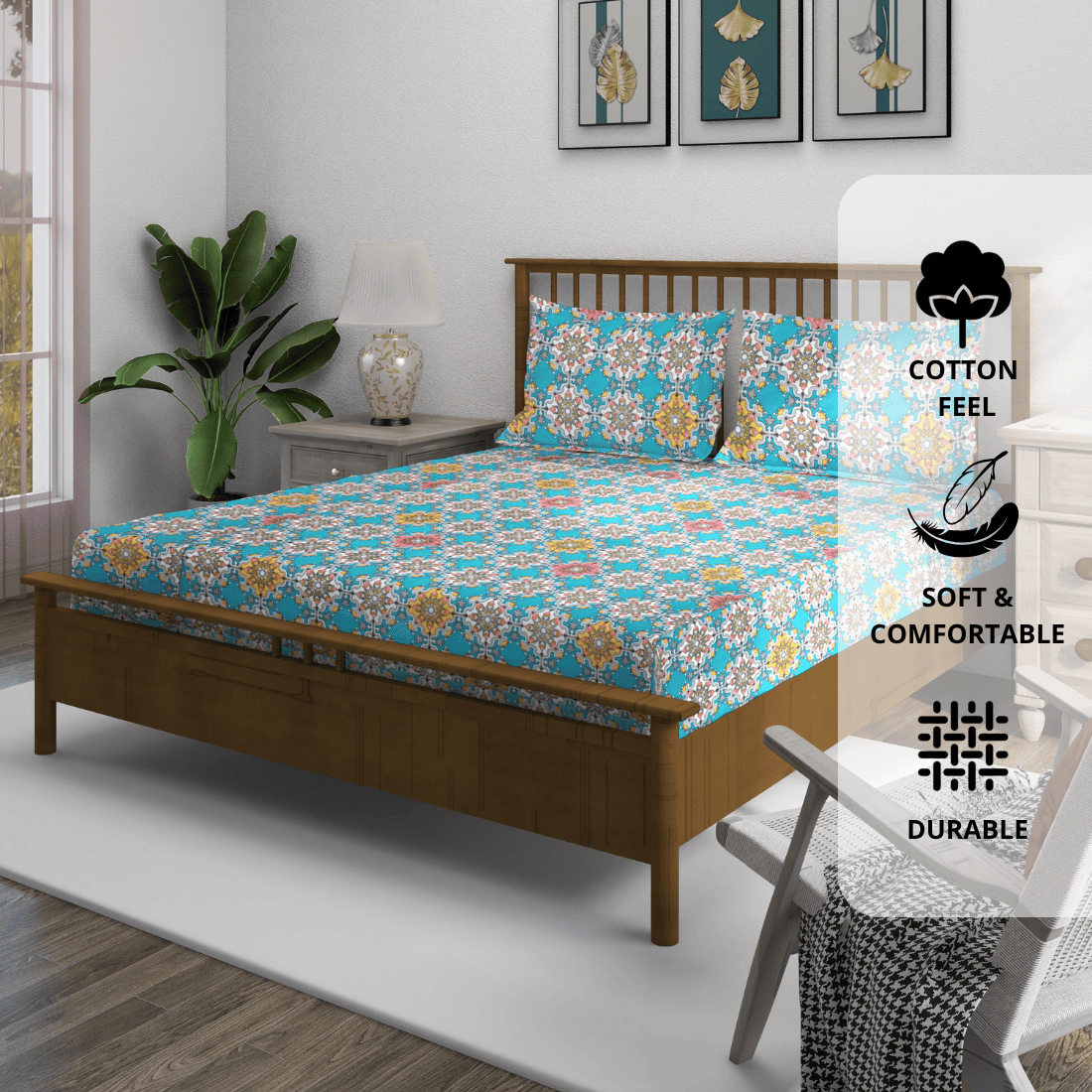 Fitted Bedsheet with Pillow Covers