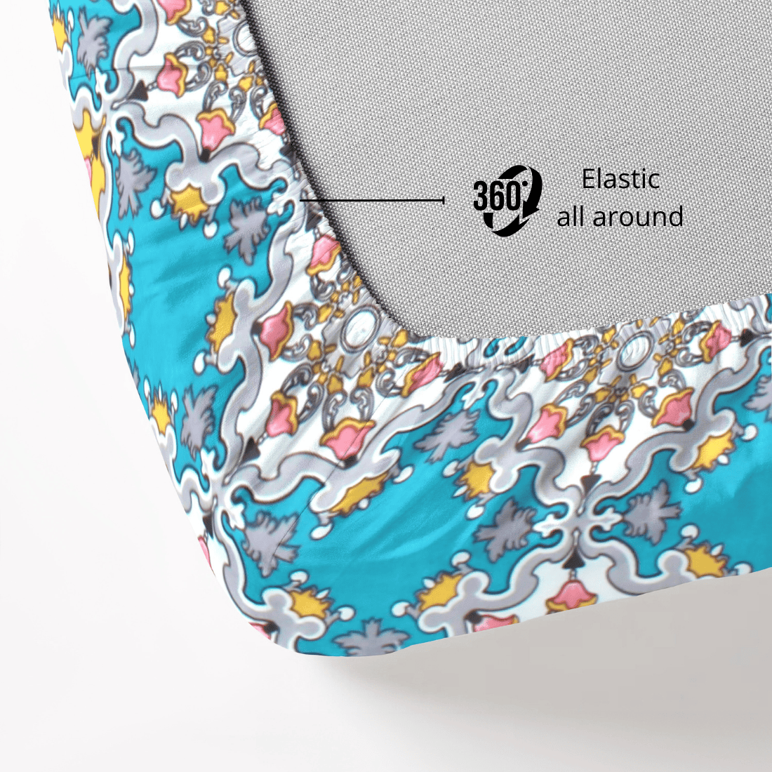Close-up of 360 elastic fitted bedsheet