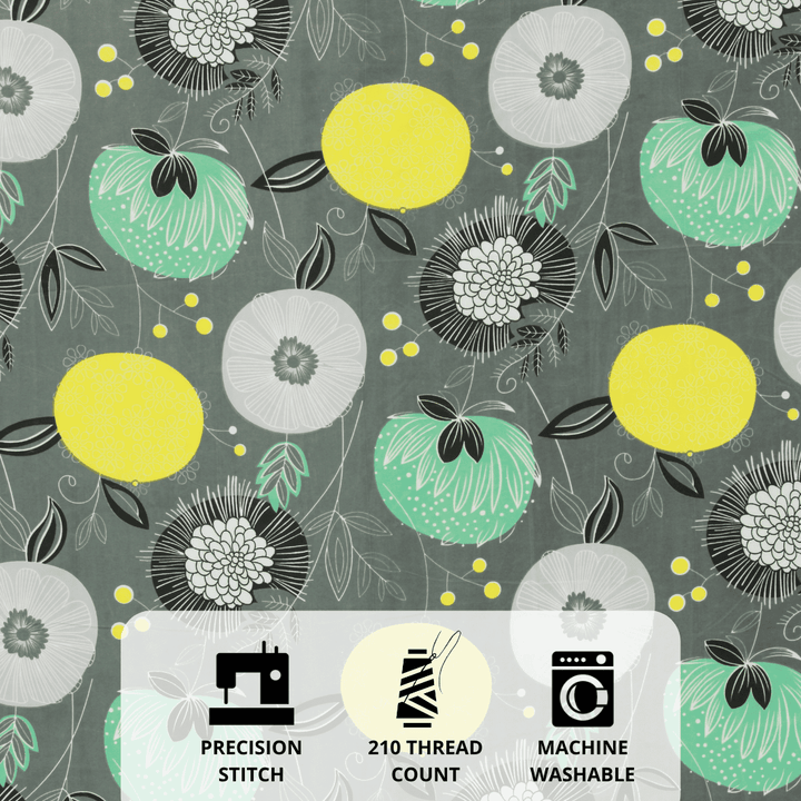 Close-up of Floral 210 TC cotton fitted bedsheet