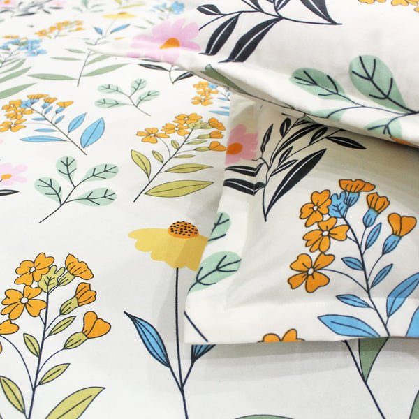 Soft Cotton Floral Print 210 TC Fitted Bedsheet In Multicolor At Best Prices 