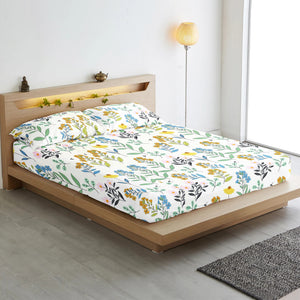 Soft Cotton Floral Print 210 TC Fitted Bedsheet In Multicolor At Best Prices