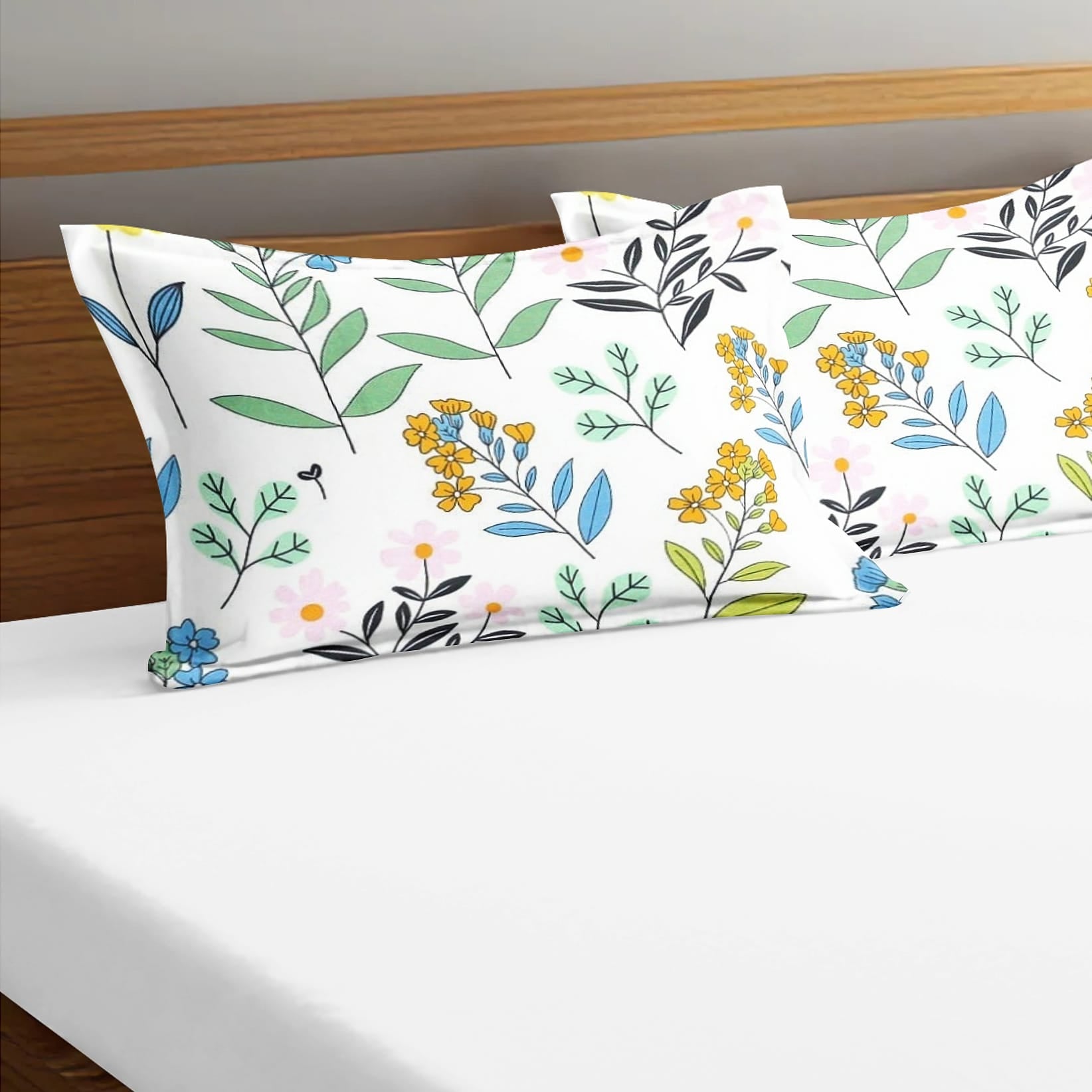 Soft Floral Print Pillow Cover Set In Multicolor Online At Best prices(2 Pcs)
