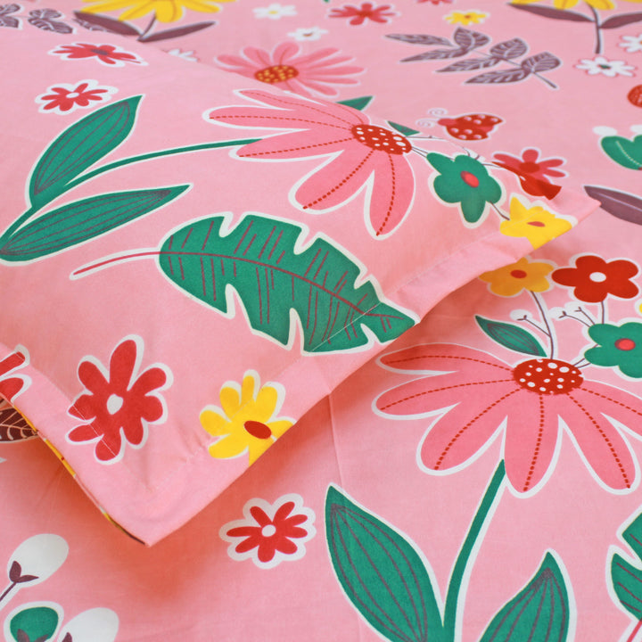 Floral Fitted Bedsheet set with matching pillow covers