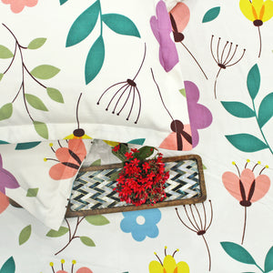 Soft Cotton Floral Print 210 TC Flat Bedsheet In Multicolor At Best Prices