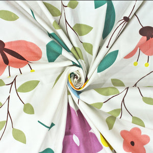 Soft Cotton Floral Print 210 TC Flat Bedsheet In Multicolor At Best Prices