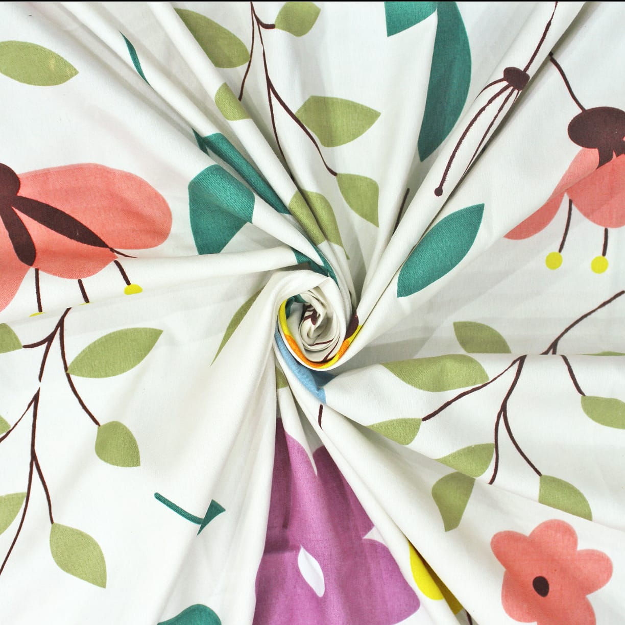 Cotton Floral Print 210 TC king Size Fitted Bedsheet In Multicolor Online In India