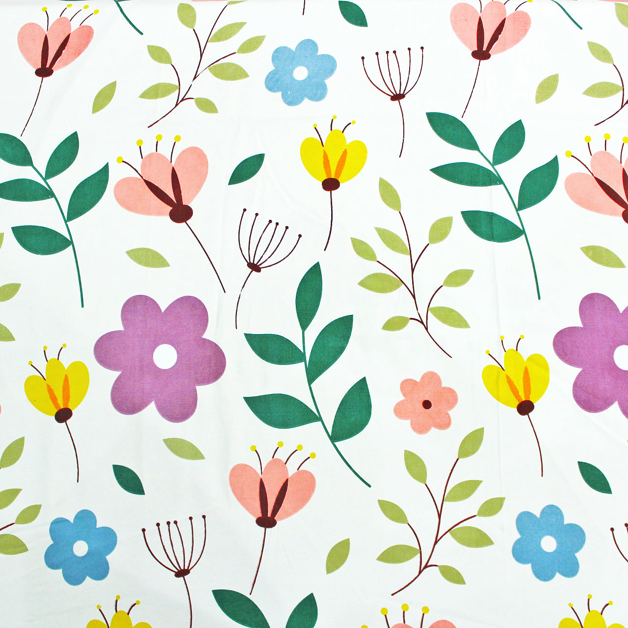 Soft Cotton Floral Print 210 TC Flat Bedsheet In Multicolor At Best Prices