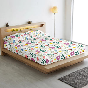 Cotton Floral Print 210 TC king Size Fitted Bedsheet In Multicolor Online In India