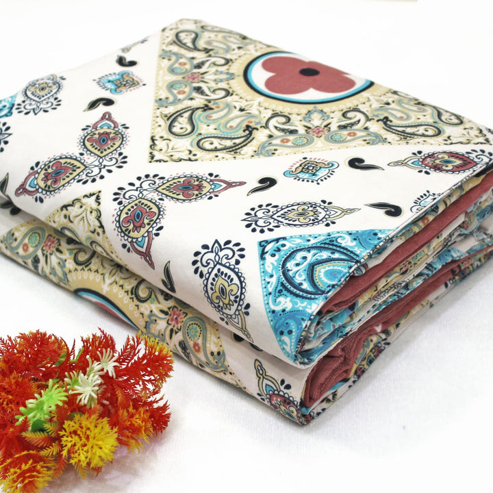 Cotton Microfiber Floral Reversible AC Dohar Blanket In Multicolor