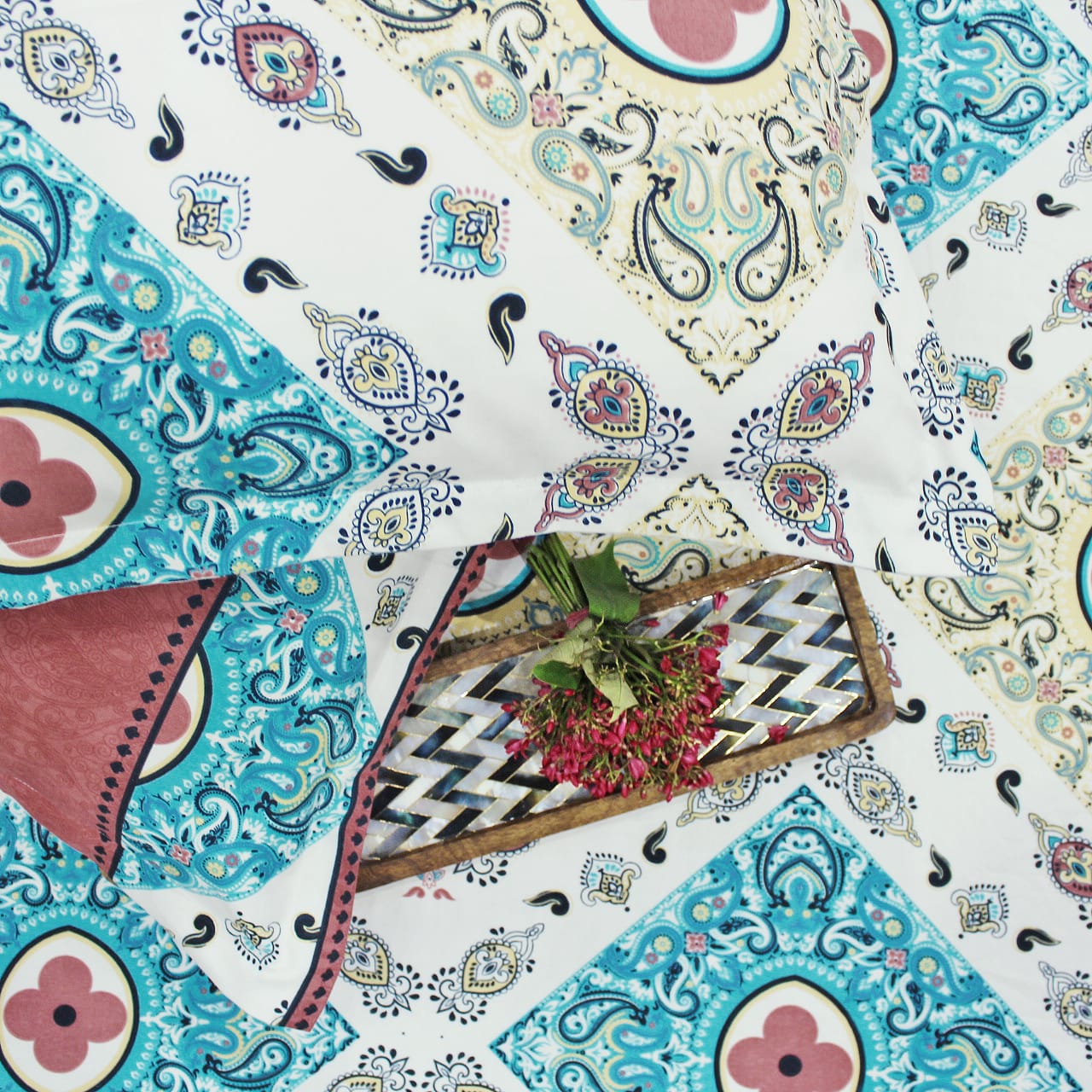Cotton Floral Print 210 TC King Size Fitted Bedsheet In Multicolor At Best Prices