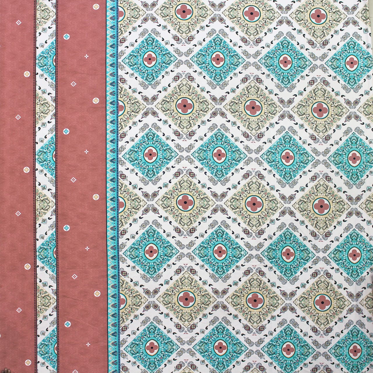 Cotton Floral Print 210 TC King Size Fitted Bedsheet In Multicolor At Best Prices