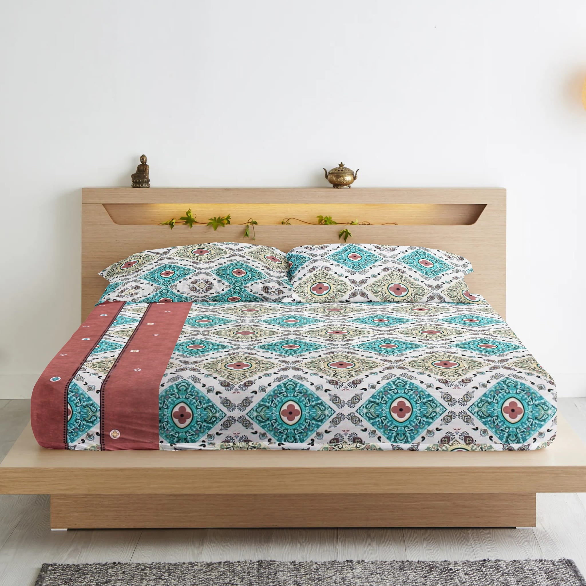 Cotton Floral Print 210 TC Flat Bedsheet In Multicolor At Best Prices