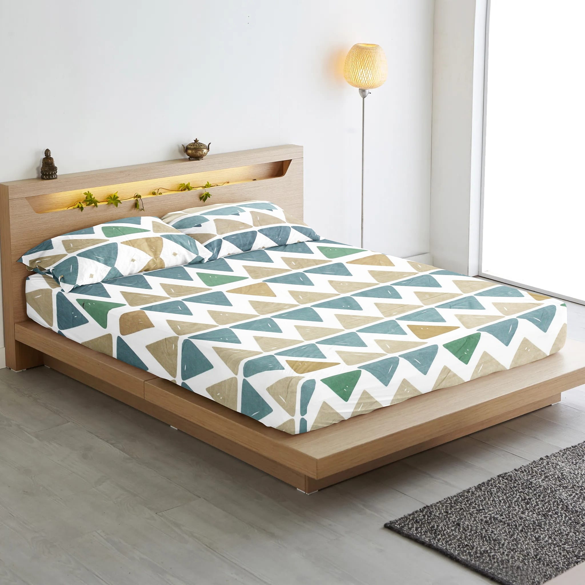 Soft Cotton Geometrical Print 210 TC Flat Bedsheet In Multicolor At Best Prices