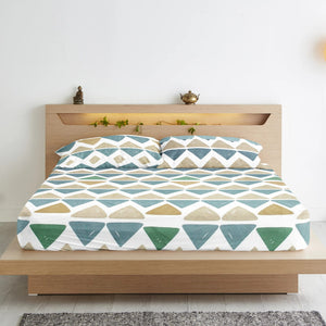 Soft Cotton Geometrical Print 210 TC Flat Bedsheet In Multicolor At Best Prices
