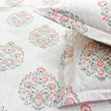 Cotton Floral Print 210 TC King Size Fitted Bedsheet In Multicolor