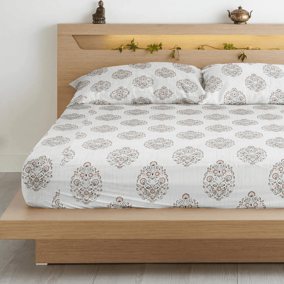 Floral 210 TC Flat Bedsheet with Pillow Covers -  Multicolor