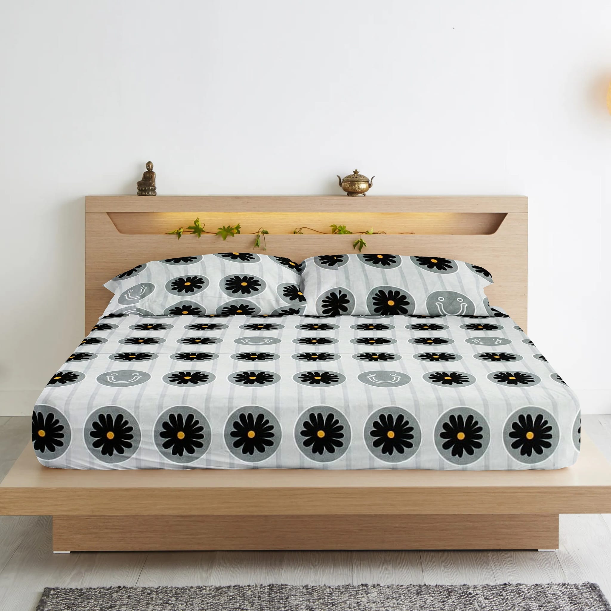 Soft Cotton Floral Print 210 TC Flat Bedsheet In Multicolor At Best Prices