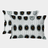 Printed Floral Set of 2 Pcs Pillow Cover - Grey