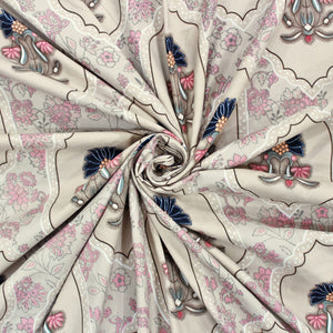  Cotton Floral Print 210 TC King Size Fitted Bedsheet In Multicolor