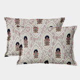 Printed Floral Set of 2 Pcs Pillow Cover - Khaki