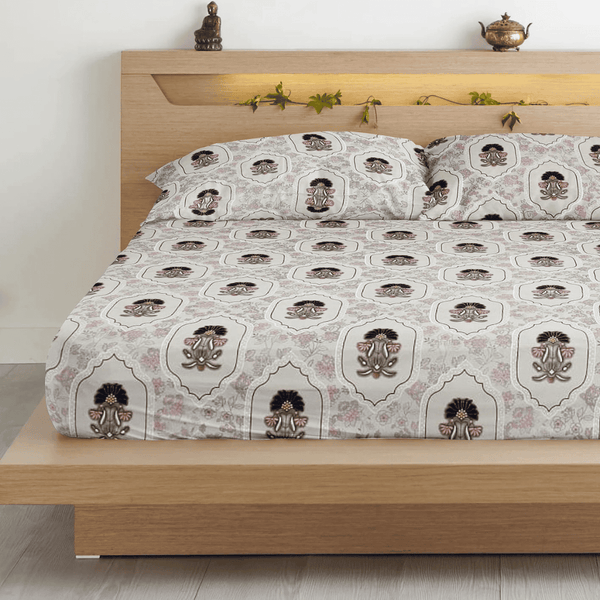 Floral 210 TC Flat Bedsheet with Pillow Covers - Multicolor