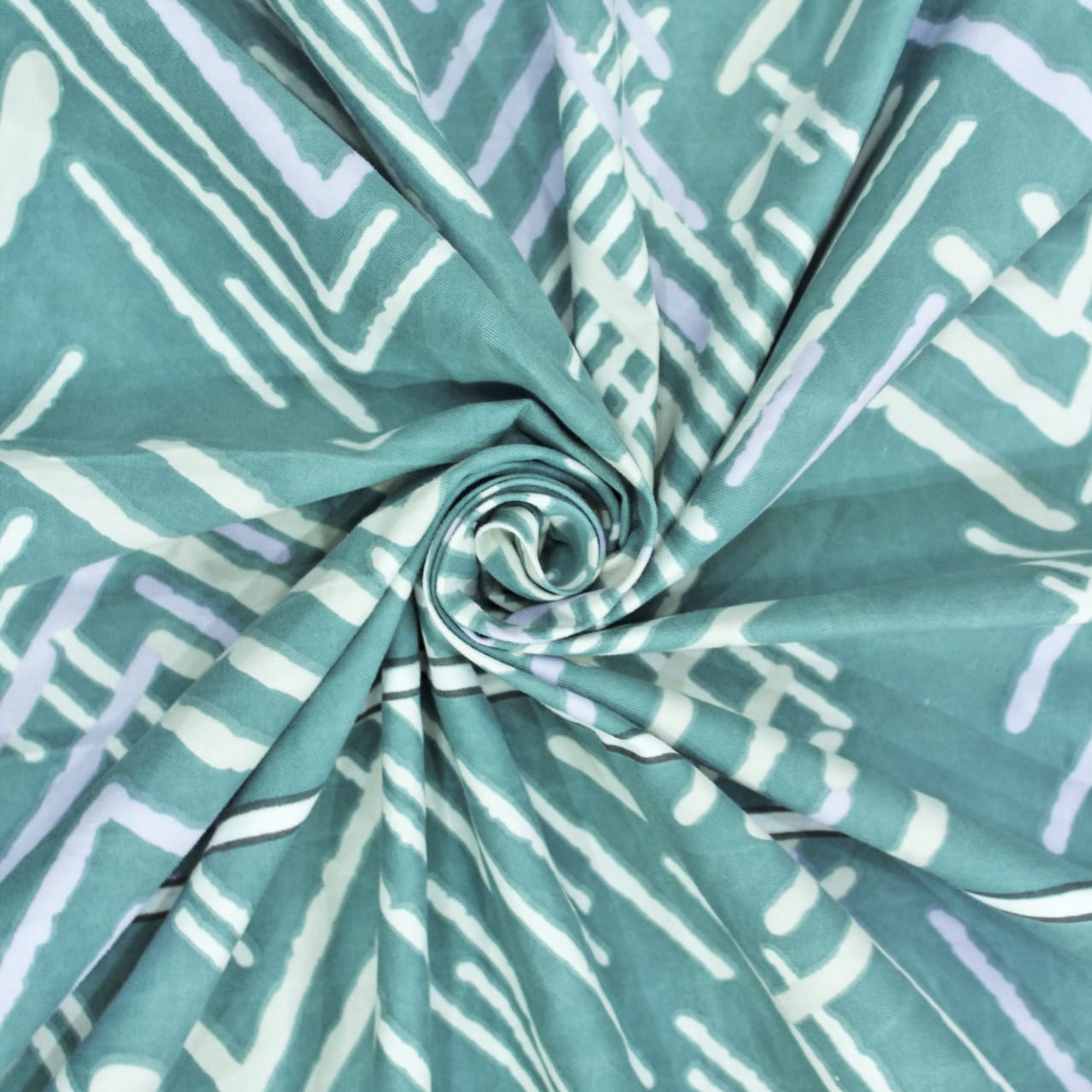 Cotton Geometrical Print 210 TC King Size Fitted Bedsheet In Multicolor