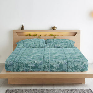 Cotton Geometrical Print 210 TC King Size Fitted Bedsheet In Multicolor